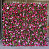 Aperturee - Aperturee Red Rose Faux Flower Wall For Bridal Shower Decor